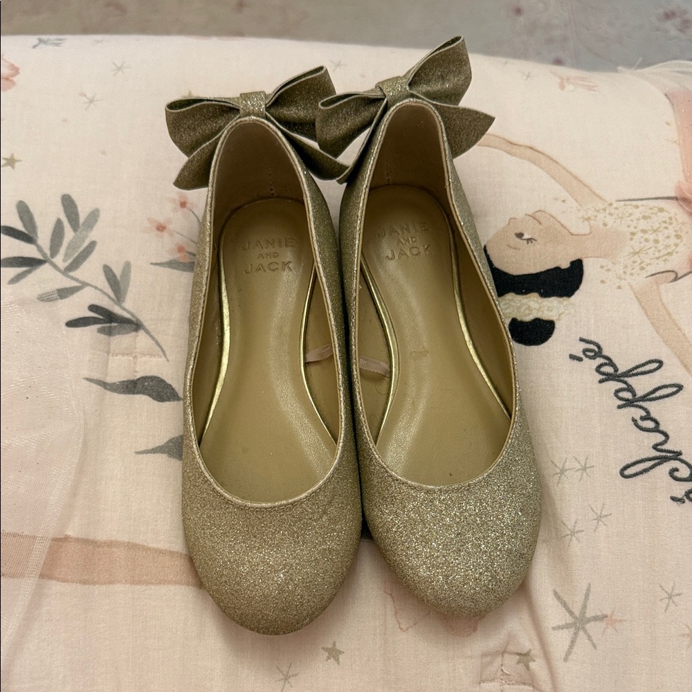 Janie and Jack Girls Glitter Bow Flats
